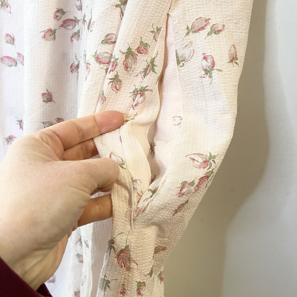 Vintage Komar for Leisurely Living Pink Floral House Dress Snap Button Front 70s - Picture 4 of 7